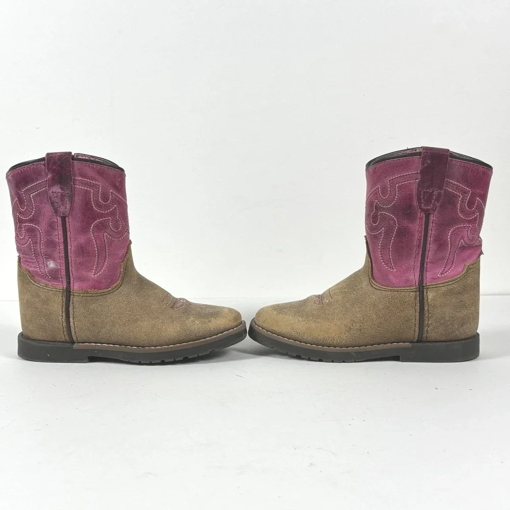 Shyanne Pink Purple Suede Leather Cowboy Boots Side Zip Western Style Girls 9 US